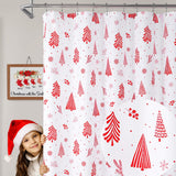 Garvee Christmas Shower Curtain, Floral Shower Curtains for Bathroom, Christmas Decorations Fabric Curtains, Water Resistant, Machine Washable (White, 72x72 Inches) - White