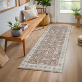 Garvee Washable Area Rugs Non-Slip Vintage Distress for Living Room Bedroom Dining Room Nursery Office Neutral Oriental Thin Carpet - Brown