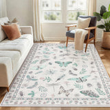 Garvee Living Room Rug 5x7 Washable Non Slip Soft Ultra-Thin Stain Resistant Carpet Beige for Bedroom Dining Room Office Nursery - Beige