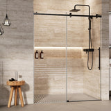 Garvee Glass Shower Door (60" W x 72 "H), Frameless Sliding Shower Door with Waterroof Strip, Bathroom Door with Clear SGCC Tempered Glass(8mm), Black - Black