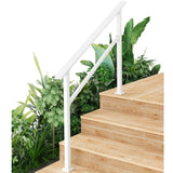 Garvee Hand Rails for Outdoor Steps, Metal Stair Railing Handrail, 4 Steps,White - White