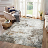 Garvee Abstract Beige & Taupe 8x10 Washable Modern Area Rug – Soft, Stain-Resistant, Non-Slip, Non-Shedding Low-Pile Carpet for Living Room, Bedroom, Office, or Indoor Spaces - Beige & Taupe