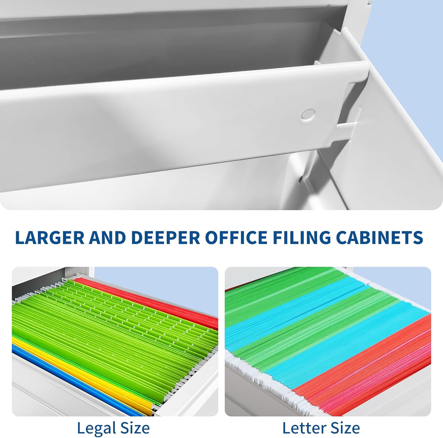 Garvee 4-Drawer File Cabinet with Lock, Heavy Duty Vertical Filing Cabinets for Home Office, Secure Locking Metal Steel Storage Cabinet for Letter/Legal Size File, Assembly Required, White