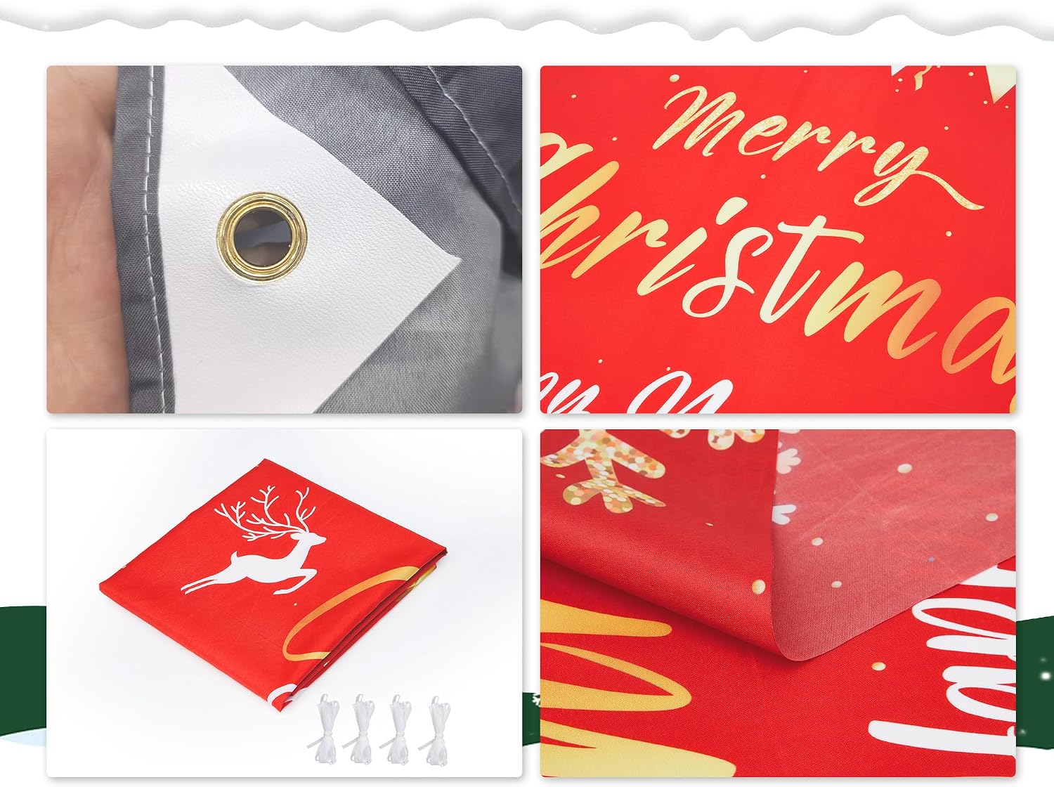 Christmas Garage Buddy Door Cover 7x16 ft, New Year & Xmas Holiday Garage Door Banner with 4x19.7 ft Ropes, Christmas Decoration Backdrop for Wall Party Celebration, Red