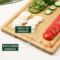 20 Inch Extra Large Bamboo Wood Cutting Board for Kitchen, Wooden Chopping Board with Juice Groove for Meat, Vegetables and Cheese, Reversible Charcuterie Board