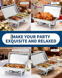 Garvee 4-Pack Stainless Steel Chafing Dish Buffet Set - 8QT Large Square Food Warmer for Catering, Weddings & Home Parties, Silver, 24.4x14x12 Inches
