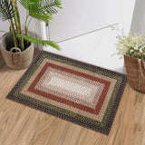 Garvee Bordered Crimson/Earthy 2x3 Machine Washable Non Slip Pet Friendly Braided Print Mat Low Pile for Bathroom Kitchen Entryway - Crimson/Earthy