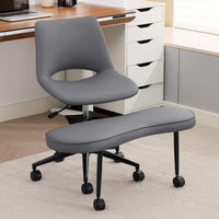 Garvee Ergonomic Kneeling Chair, Cross Legged Office Chair with Wheels & Lumbar Support, Wide Criss Cross Chair, Adjustable Height Meditation Yoga Chair for ADHD & Desk Work, Gray