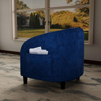 Garvee Accent Chair Armchair for Living Room Barrel Club Chair with Soft Padded Seat & Sturdy Legs for Bedroom Waiting Room Reception Chairs, Navy Blue