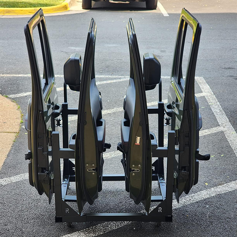 Garvee for Jeep Door Hanger Storage Rack Bracket Holder Compatible with 1987-2023 Jeep Gladiator JT & Wrangler JK JL TJ YJ JKU JLU Removable Stand Cart Sliding 2/4 Door