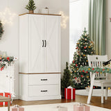 Garvee Kitchen Pantry Cabinet with Doors and Shelves, Freestanding Tall Kitchen Cabinet with Microwave Stand, Hutch Cabinet for Kitchen, Living Room, Bathroom, White - White