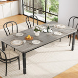 Garvee 78.7" Farmhouse Dining Table for 6-10 People - Rustic Industrial Kitchen Table with Sturdy Metal Frame & Chamfered Corners, Grey - Grey