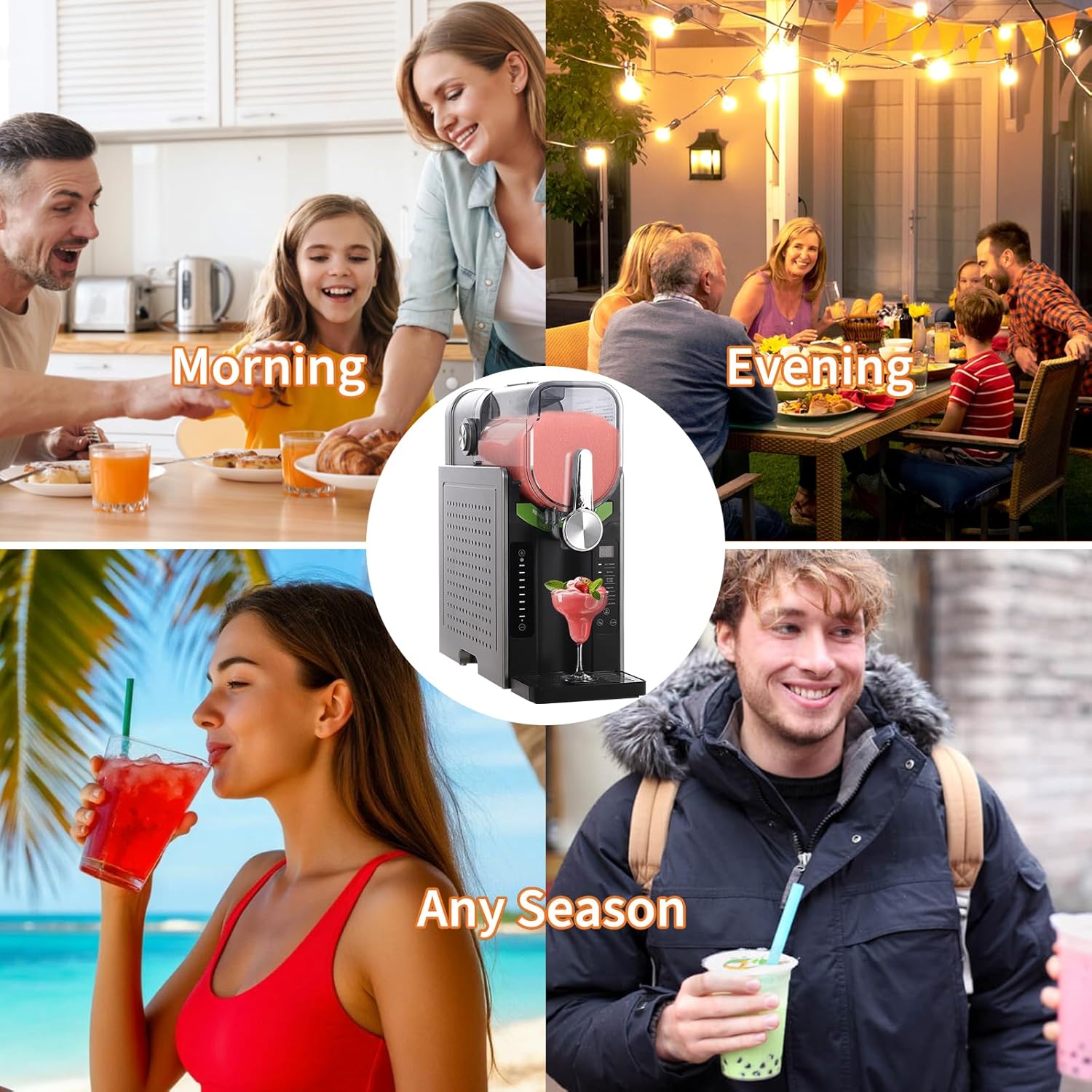 GARVEE 68oz Slushie Machine - All-in-One Slushy Maker for Home with LED Display, Auto-Clean, No Ice Needed, and 6 Preset Programs for Frozen Margaritas, Ice Cream, and Frappés (Gray)