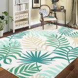 Garvee 9x12 Rug Washable Throw Rugs Non Slip Modern Rugs Boho Office Rug Tropics Palm Leaves Rug for Living Room Neutral Nursery Rug Botanical Area Rug for Bedroom Farmhouse Floor Cover Green - Green