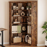 Garvee Farmhouse Bookshelf Corner Bookcase, 72.8” Large Bookcase Wood Bookshelf Tall L Shaped Bookshelf 5 Tier Corner Shelf Display Rack Etagere Shelf Storage for Office Bedroom (Half Panel, Retro) - Half Panel|Retro