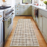 Garvee Plaid Beige 2x8 Washable Runner Rug Non Slip Modern Print Decorative Plaid Hallway Runner Rug with Rubber Backing Low Pile for Kitchen Laundry Entryway - Beige