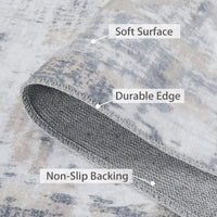 Modern Abstract Area Rug 5x7 Machine Washable Contemporary Carpet Rug Foldable Stain Resistant Non-Slip Accent Rug Coffee Table Rug Farmhouse Dining Table Rug Office Bedroom Decor, Grey