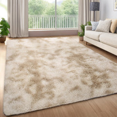 Garvee 10x13 Large Fuzzy Shag Fur Area Rug, Tie-Dyed Non-Skid Plush Carpet for Bedroom Living Room Nursery, Soft Furry Accent Floor Mat, Multi-Color - Tie-Dyed Beige