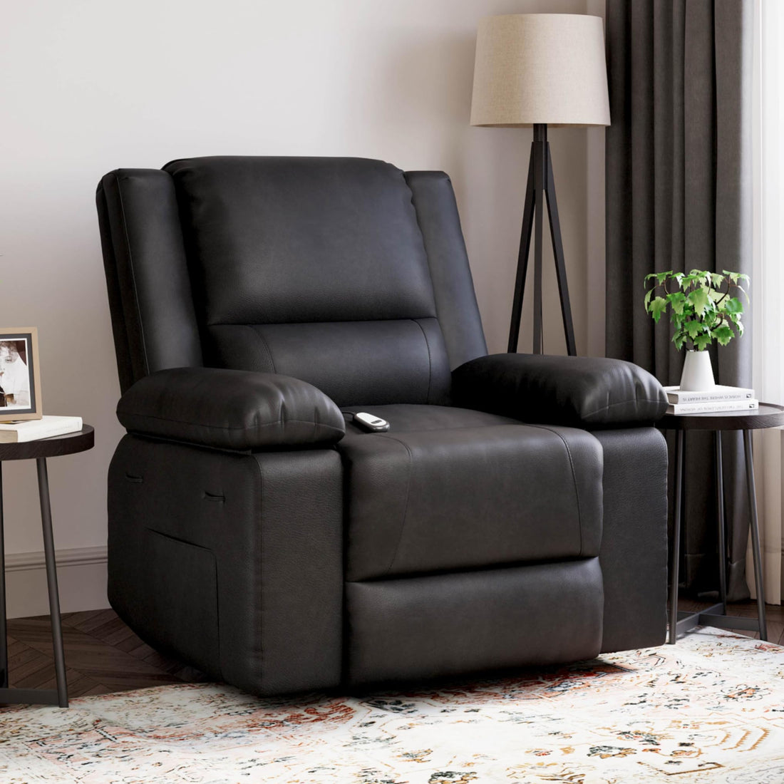 Garvee PU Leather Power Lift Recliner Chair with Massage and Heat, 8-Point Vibration, Adjustable Back and Leg Support, Electric Lift Chair Designed for Mobility Aid Elderly Relaxation, Black