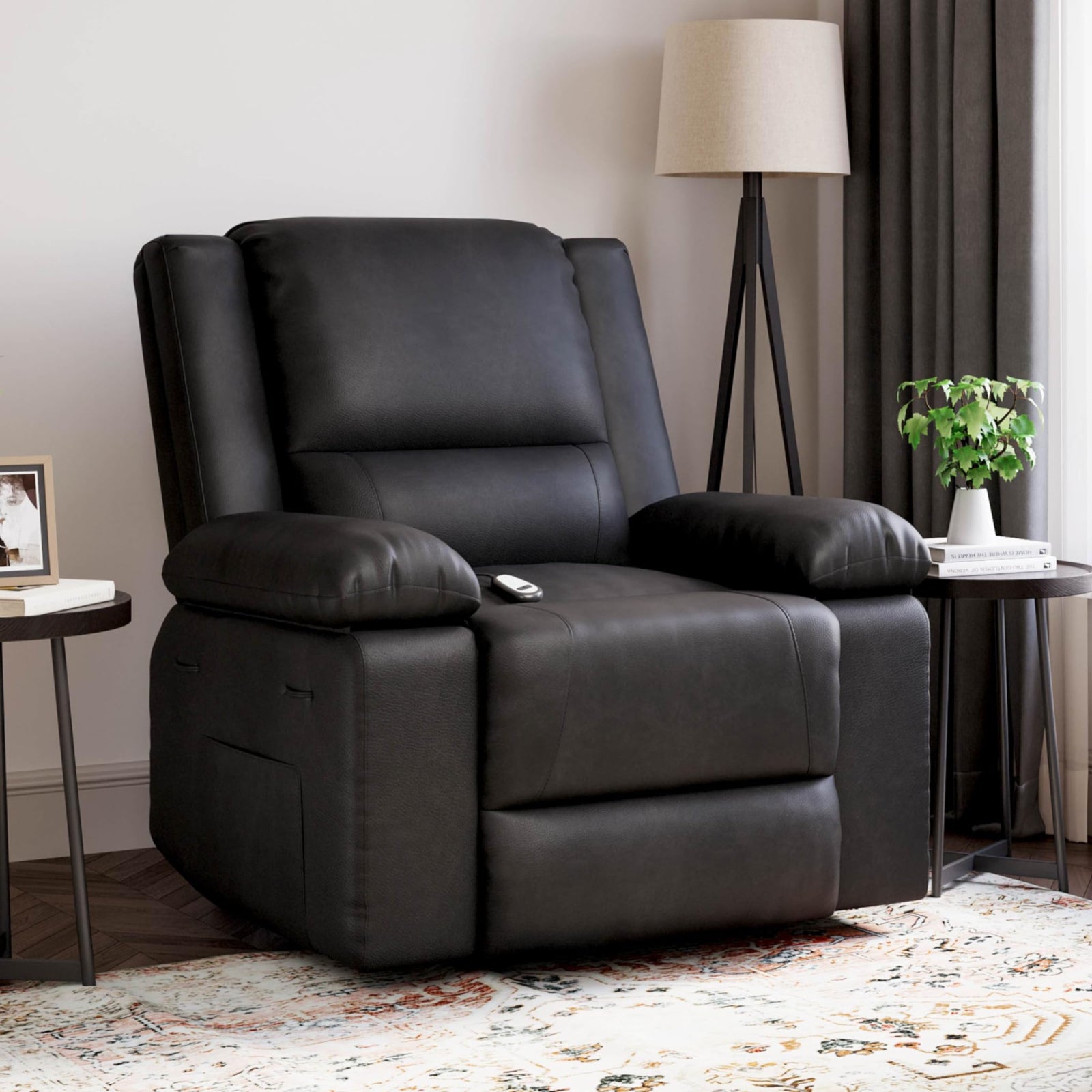 Garvee PU Leather Power Lift Recliner Chair with Massage and Heat, 8-Point Vibration, Adjustable Back and Leg Support, Electric Lift Chair Designed for Mobility Aid Elderly Relaxation, Black