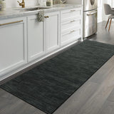 Garvee Modern Solid Black 2x8 Hallway Runner Washable Rug Solid Entryway Runner Rug Low Pile Non Slip Kitchen Rug Soft Indoor Laundry Runner Rug for Living Room Bedroom Bedside Dining Room - Black