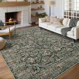 Garvee Washable Rugs 9x12 Area Rug Vintage Non Slip Soft Stain Resistant Carpet Black for Living Room Bedroom Nursery Dining Office - Black