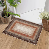 Garvee Bordered Brown/Rust 2x3 Entryway Area Rugs, Small Machine Washable Non Slip Bathroom Mat Brown Rustic Farmhouse Carpet for Living Room Dining Room - Brown/Rust