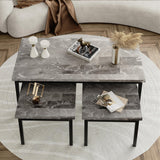 Garvee Marble Living Room Table Set: 1 Large & 2 Square End Tables