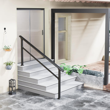 Garvee Hand Rails for Outdoor Steps, 6 Step Handrail & Indoor Stair Railing Kit, Railings for Outdoor Steps and Hand Rails for Seniors, Porch Railing & Deck Hand Rail, 5-6 Step Railing