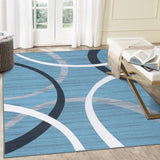 Garvee 8x10 Rug for Living Room Machine Washable Rug Non-Slip Stain Resistant Modern Rug Faux Wool Throw Rug Foldable Large Carpet for Sofa Bedroom, Light Blue - Light Blue