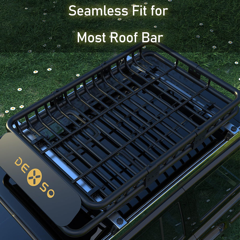 Garvee 64" x 39" x 6“ Universal Roof Rack Basket, Waterproof Luggage Bag for SUVs, Trucks, Vehicles, 200 Lbs Capacity, Black