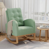 Garvee Nursery Rocking Chair, Teddy Fleece Upholstery, Sturdy Wooden Legs & High Backrest, Comfortable Glider Rocking Chair for Living Room or Bedroom, Green - Green|Teddy