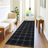 Garvee Black Checkered Kitchen Rugs 2x6 Washable Non Slip Indoor Runner Ultra Thin Modern Farmhouse Carpet - Black