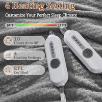 Garvee Electric Heated Blanket King Size with Dual Controllers, Fast Heating Throw with 4 Adjustable Heat Levels, Soft Waffle Embossed, Machine Washable, 90"x100" Grey