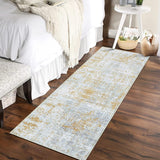 Garvee Runner Rug 2x6 Abstract Sketch Distressed Rug Machine Washable Hallway Rug Non Slip Kitchen Rug Yellow Multi Colorful Overdyed Thin Rug Contemporary Carpet for Living Room, Yellow Multi - Gray Yellow