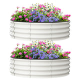 Garvee 2-Pack 4'x4'x1' Round Galvanized Raised Garden Beds - Heavy-Duty, Open Bottom Design Planters for Outdoor Flowers & Vegetables, White - White