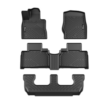 Garvee Floor Mats Fits 2020-2025 Ford Explorer 7 Passenger Anti Skid TPE Floor Liners All Weather 3 Rows Black