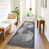Garvee Hallway Runner Rug 2x6 Washable Non Slip Modern Geometric Low Pile Black - Black