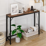 Garvee 39" Narrow Console Table, Golden White Sofa Table with Outlets, Behind Couch Table for Living Room, Hallway Table for Entryway, Rustic Brown - Rustic Brown