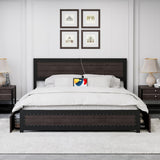 Garvee Full Bed Frame With Headboard, Industrial Platform Bed Frame With 4 Storage Drawers and Charge Station, Strong Metal Slats Support, No Box Spring Needed, Noise Free, Easy Installation, Dark GrayDark Gray - Grey