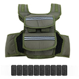 Garvee Weighted Vest 35 LBS Adjustable with Shoulder Pads Reflective Stripe Pockets for Running Walking Home Gym Green