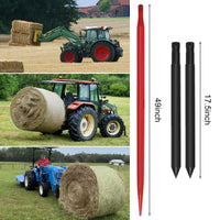 49 Inch Bale Spear 3000 lbs Capacity Hay Red Coated Bale Forks