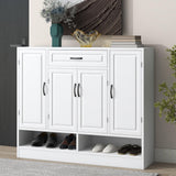 Garvee Shoes Cabinet 5-Tier Modern Entryway Organizer Cabinet with Door Adjustable Shelves for Hallway Closet Living Room White - White