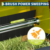 Garvee 21-Inch Push Lawn Sweeper – Enhanced 4-Brush System – Heavy-Duty Steel Frame – Adjustable Height – Large 3.5 Cu. Ft Grass Cutter Bag – Quiet Manual Operation – Perfect for Grass, Leaf & Yard Cleanup – Yellow+Black