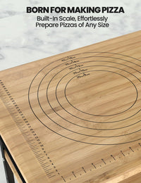 Bamboo Prep Cart for Pizza, Built-in Size Guide, Movable - GARVEE