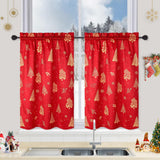Garvee Christmas Kitchen Curtains for Windows, Velvet Short Curtains, Christmas Decoration Cafe Curtains, Thermal Insulated Room Darkening Curtain (Red, 52" W x 24" L, Set of 2 - Red