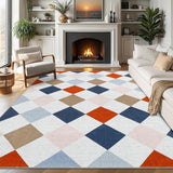 Garvee Area Rugs 8x10 Checkered Large Washable Rug Soft Non Slip Backing for Living Room Bedroom Dining Room Playroom Nursery Home Decor - Colorful