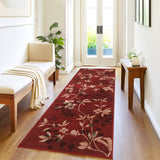 Garvee Washable Runner Rug 2x6 Non Slip Floral Kitchen Bathroom Low Pile Red - Red