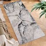 Garvee Abstract Grey 2x6 Hallway Runner Rug Washable Modern Abstract Area Rugs Non Slip Laundry Rug Runner Distressed Floor Carpet Runners for Hallways Entryway Laundry Room Kitchen Bathroom - Gray