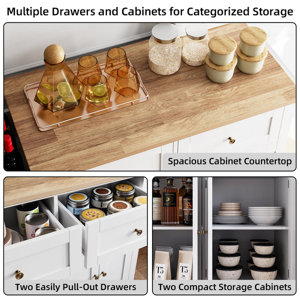 GARVEE Kitchen Island Cart Side View